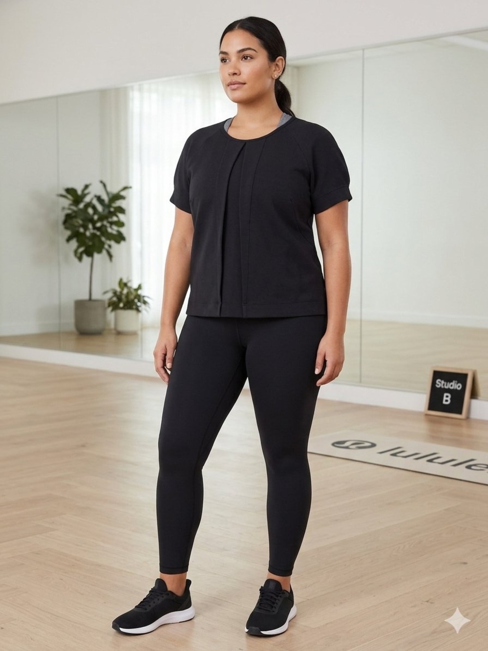 lululemon athletica Black Short-Sleeve Tee with Front Pleat